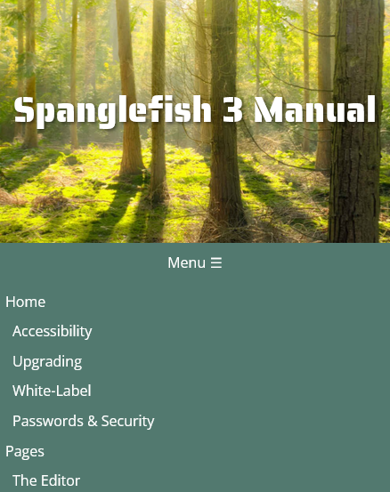 Screenshot of website menu on a mobile device