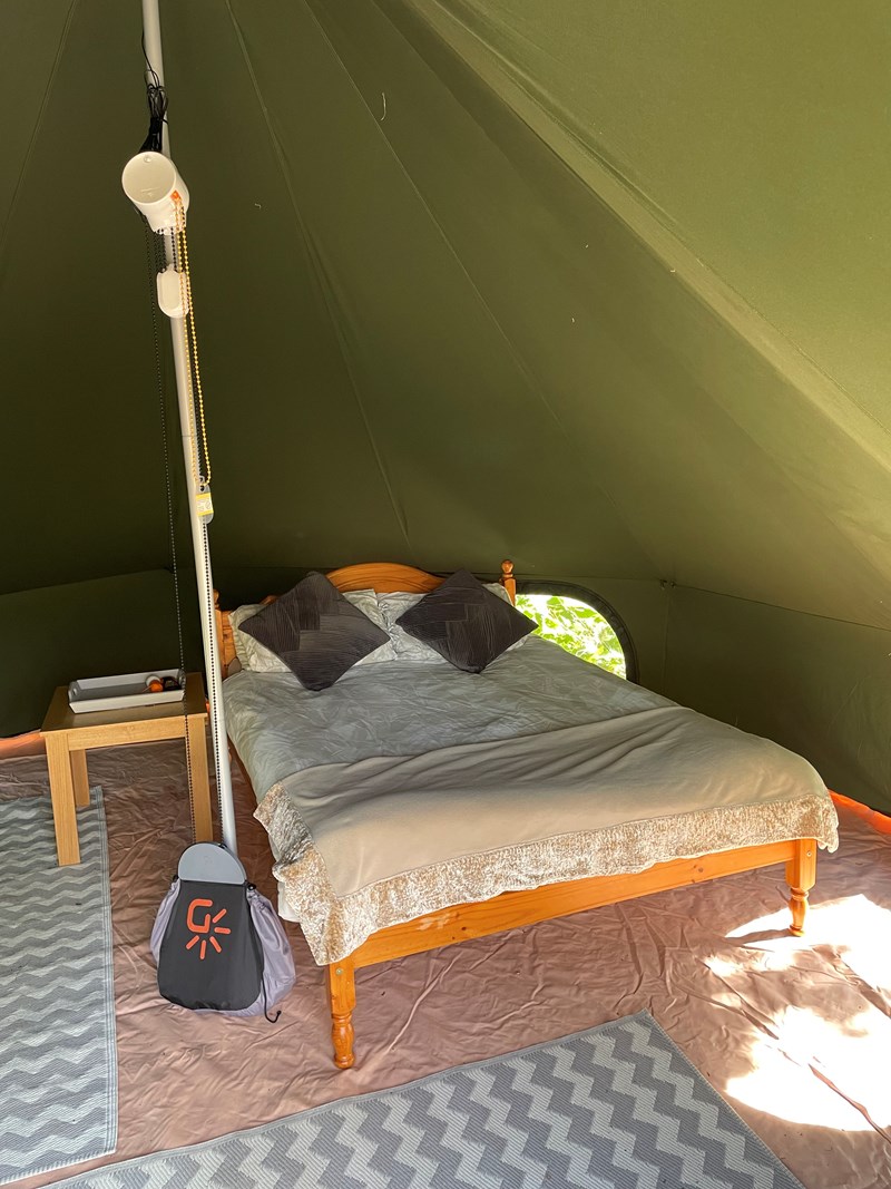 Inside river view bell tent