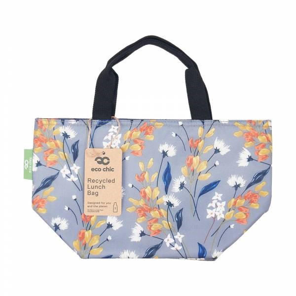 Grey flowers lunch bag