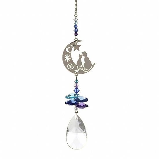 Two Cats in The Moon Crystal Suncatcher