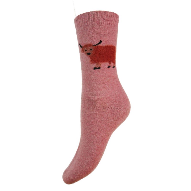 Highland Cow socks pink