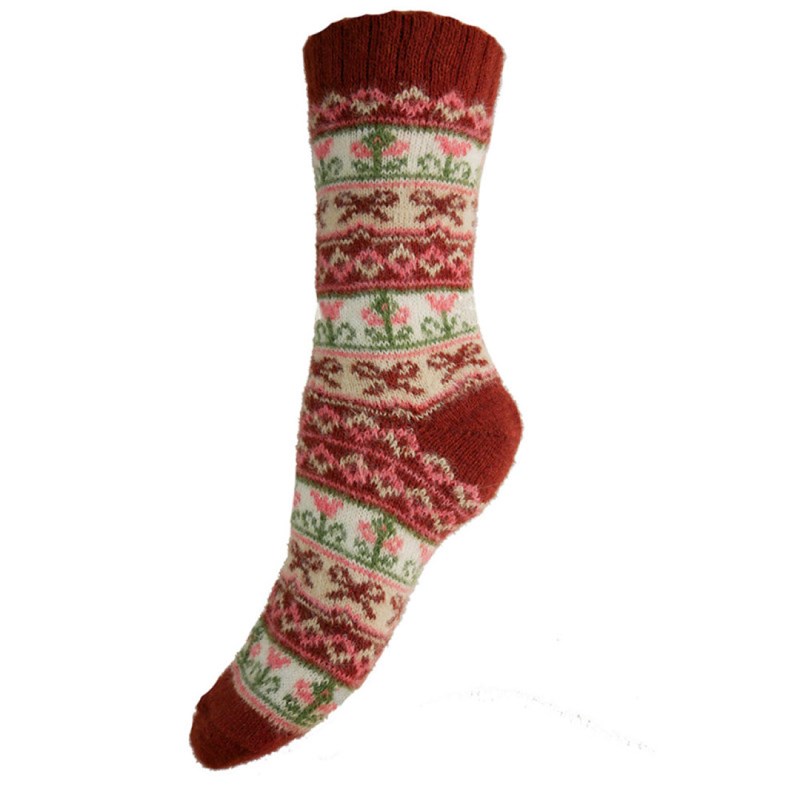 Red & Brown tone Scandi Socks