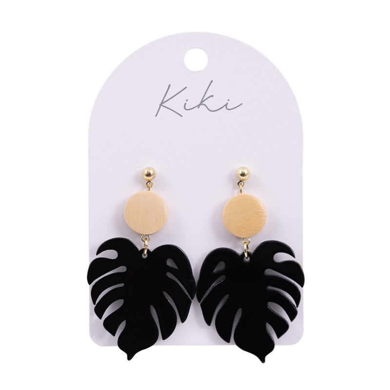 Kiki Black Leaf Earrings