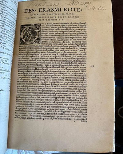 Leighton Library has 1529 edition of “Antibarbarorum D. Erasmi roterodami, liber unus, quem iuuenis quidem adhuc lusit
