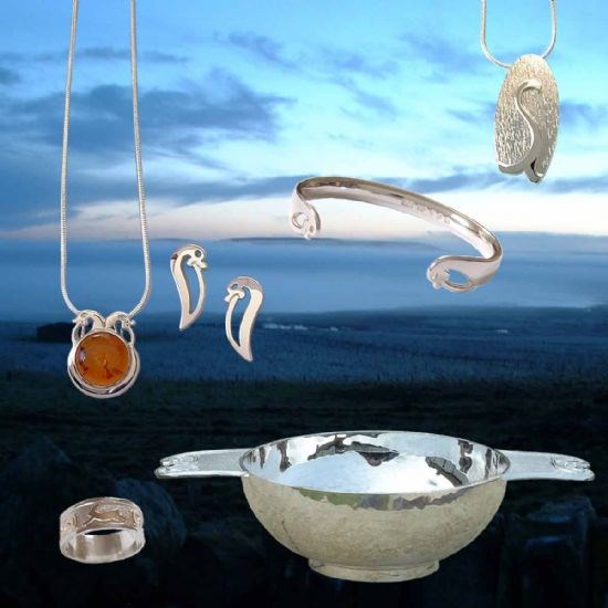 Various handmade silver items