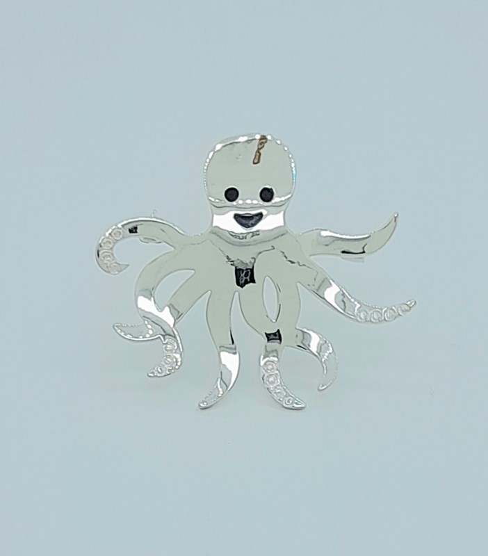 BR 11 Sterling Silver Happy Octopus Brooch