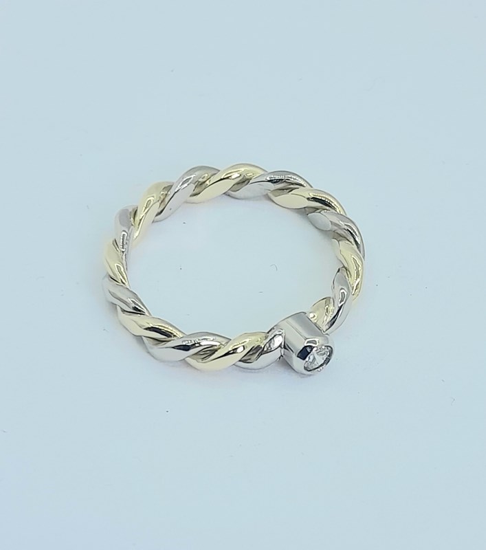 18ct Yellow and White Gold twisted Diamond ring