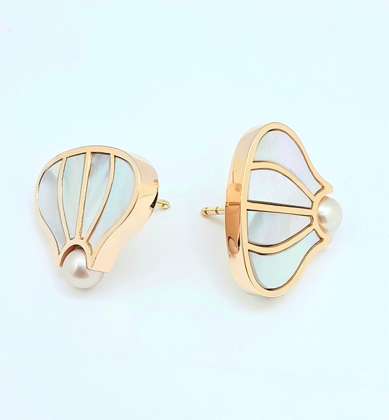 9ct Rose Gold, Mother of Pearl Inlay, Stud Earrings