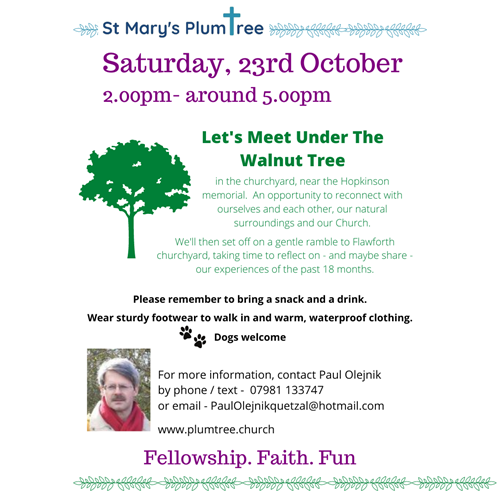 Diary Date - 23rd October - Fellowship Event