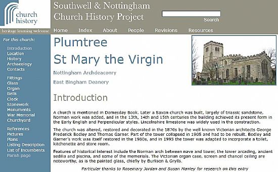 Southwell Church History Project website