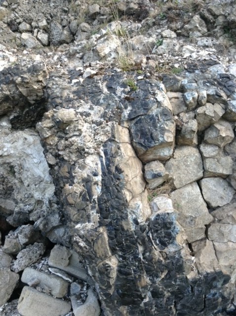 Slag showing rapid cooling forming a glass