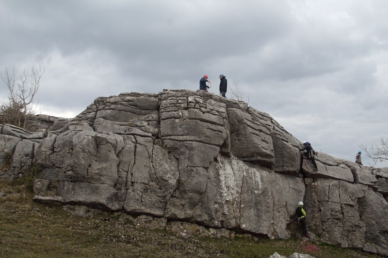 Climbers on the South America Buttress Hutton Roof