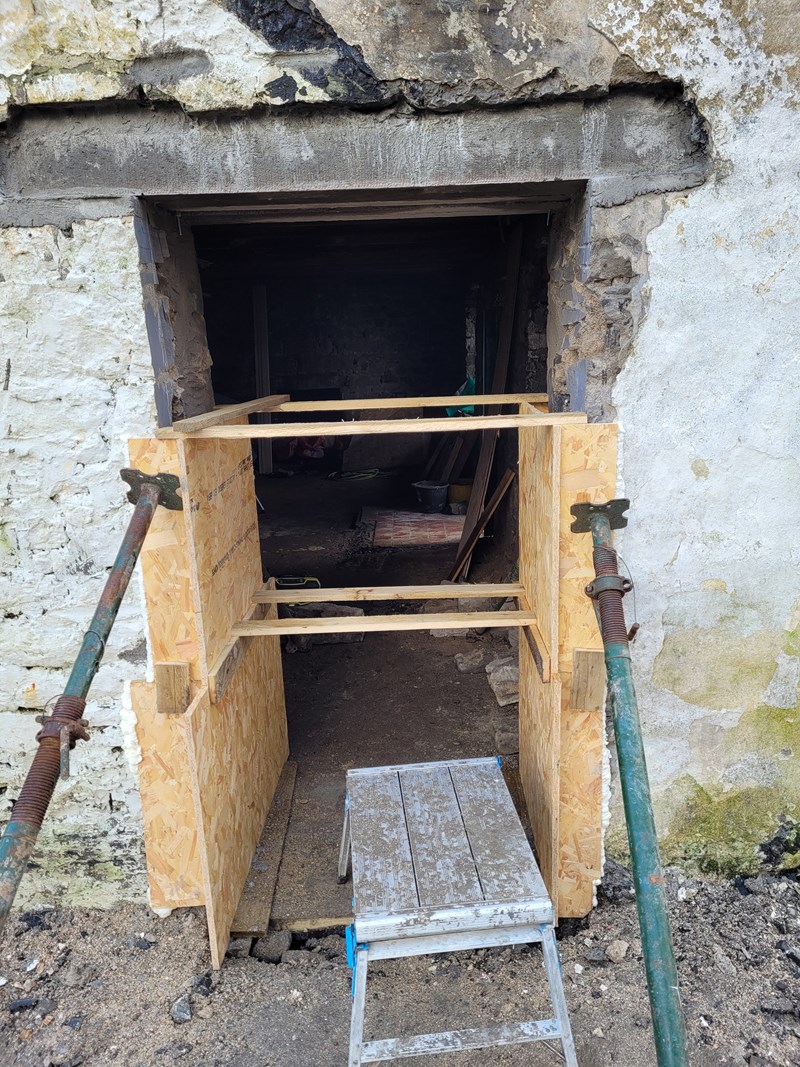 Lintels in place