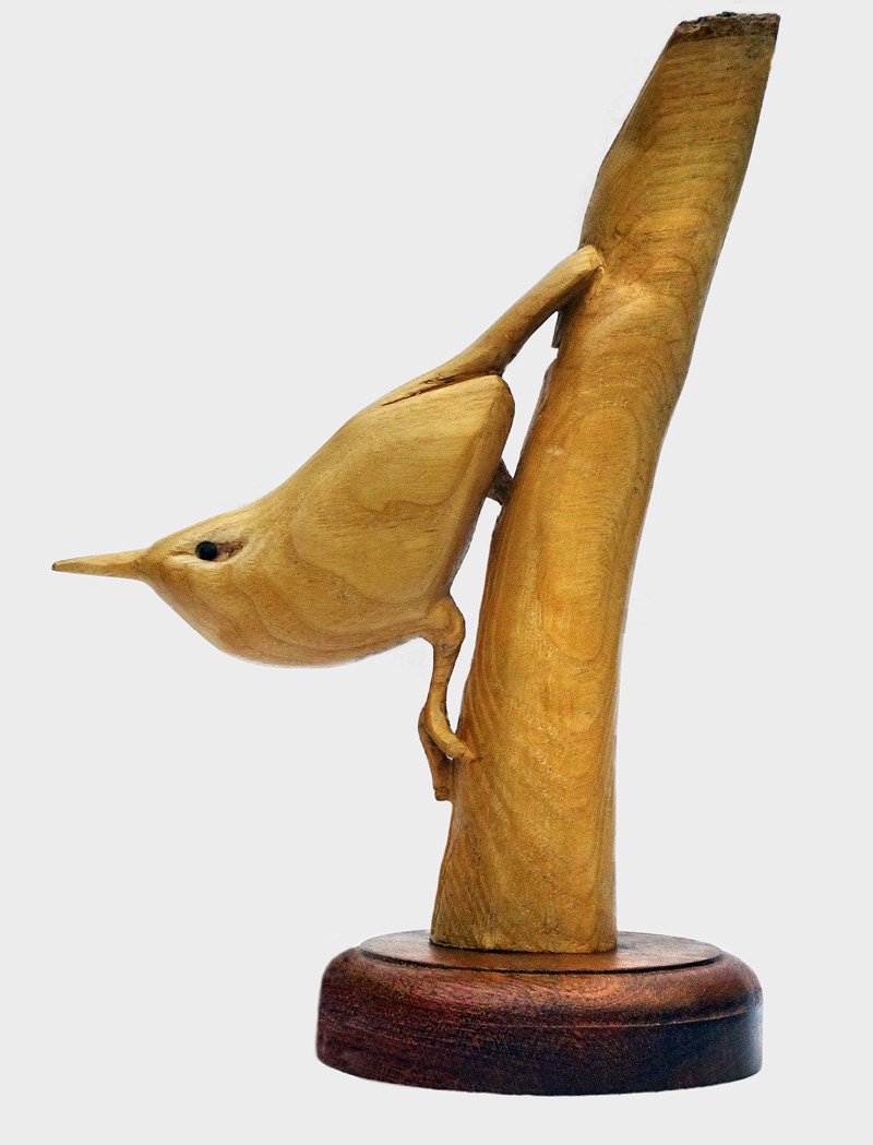 Stylized Nuthatch by Ivan Morgan, Joint Third Novice Interpretive Wood Sculptures