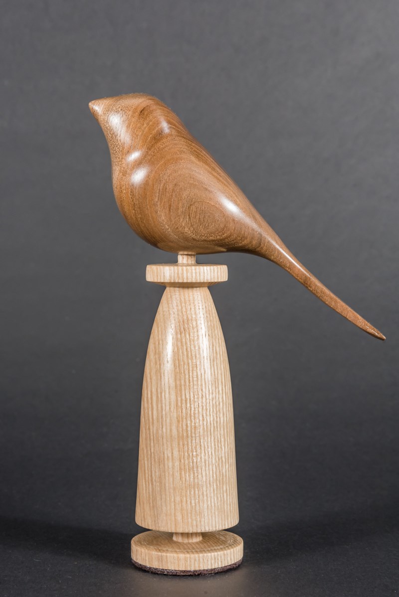Long Tailed Tit in Polished Walnut by Richard Cooper