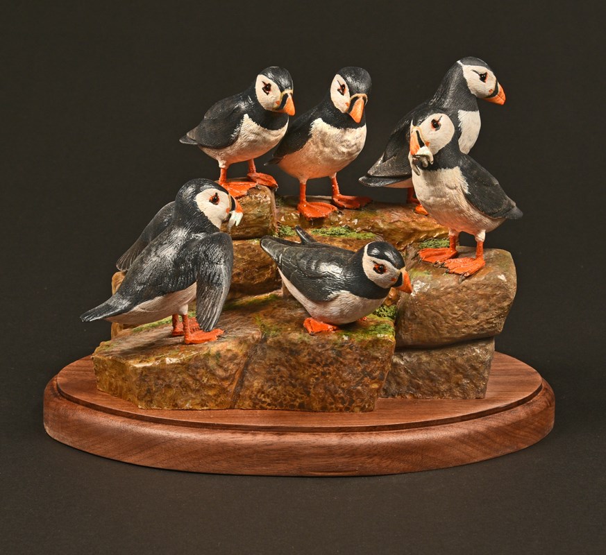 Puffins (approx 25% lifesize) by John W White, 1st