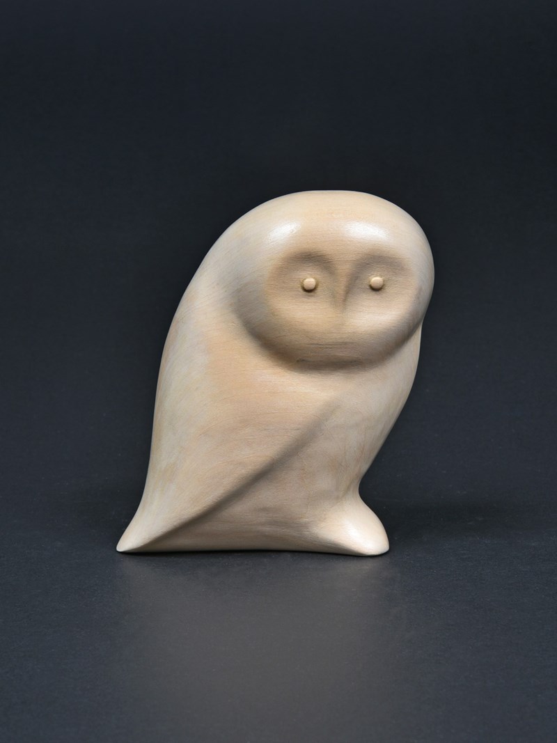 Little Owl sculpture in lime by John L Smith, HC