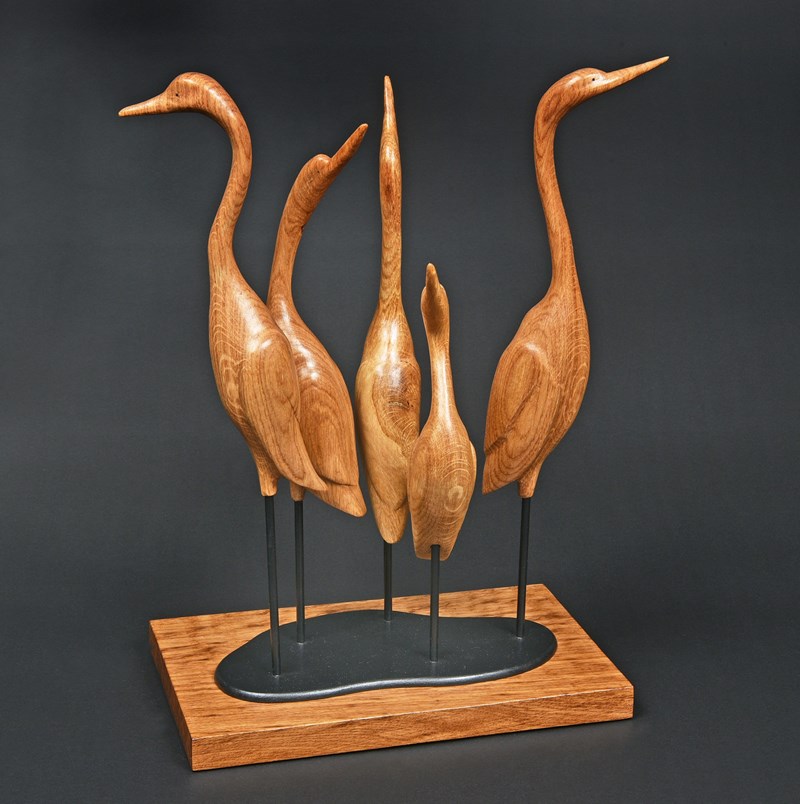 Egrets in oak by Stewart Langworth, 1st