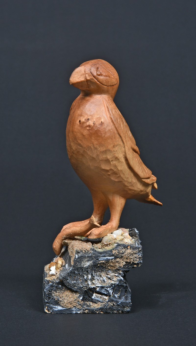 Puffin on rock, not full size by John Hodkin, Bronze