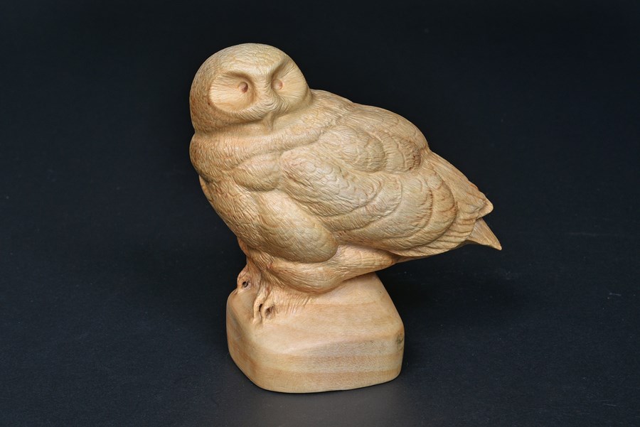 Snowy Owl in Lime, approx 1/4 size by John L Smith, Highly Commended