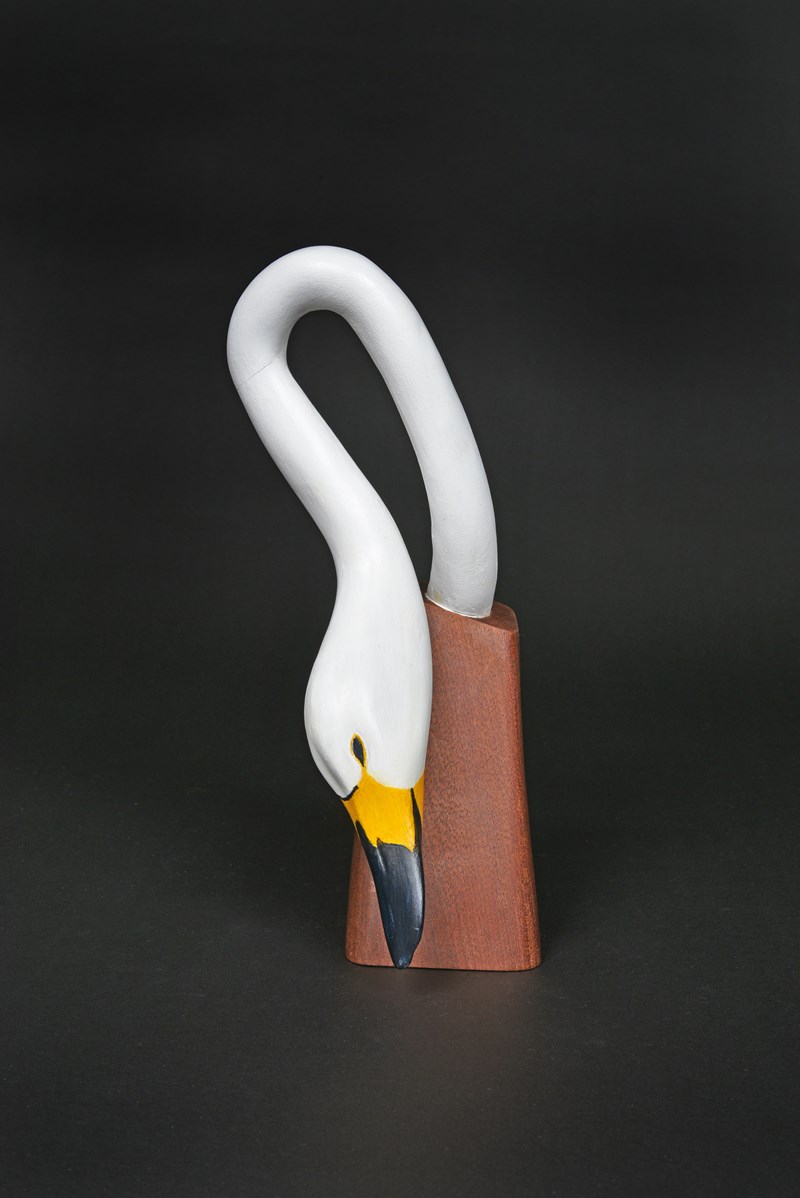 Whooper Swan Head sculpture in Lime, not to size by John L Smith, Highly Commended