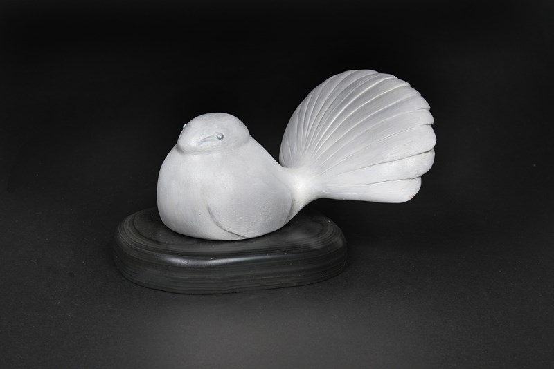 Fan tailed Dove in lime by Richard Cooper, Silver