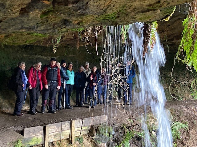 Admiring the waterfall