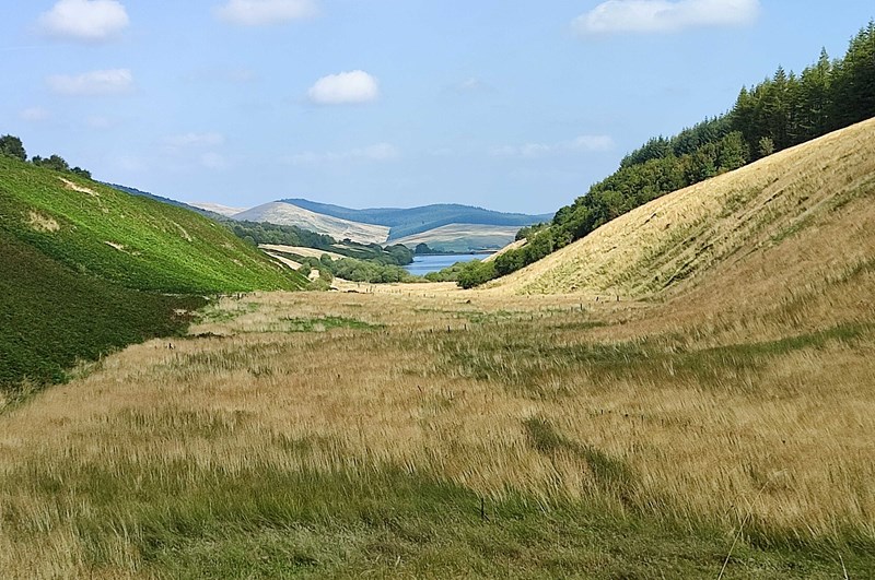 Looking down the glen to Glen Quey reservoir