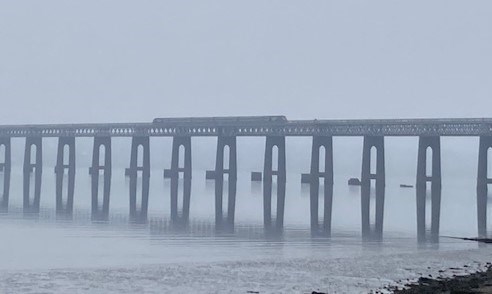 Tay Rail Bridge in the morning mist