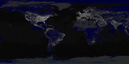 Map showing the extend of light pollution on earth - Click for larger image