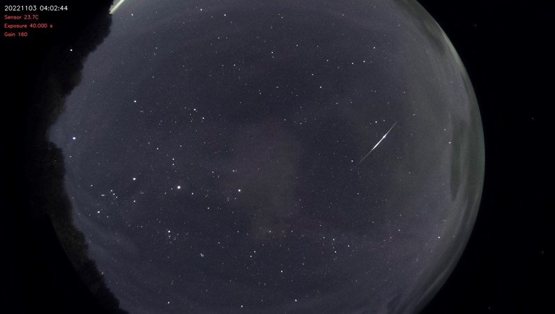 HAS AllSkyCam Taurid Meteor (next to Pole Star) 20221103