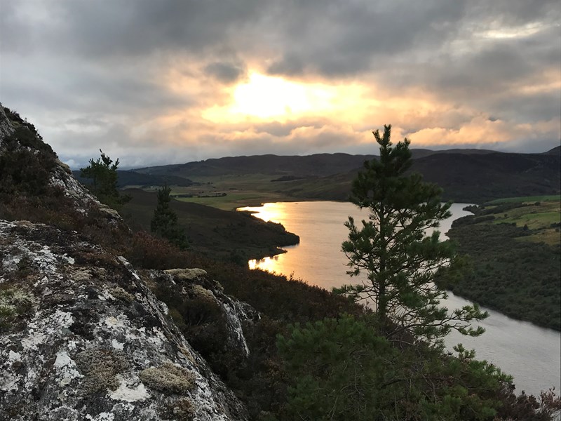 Loch Ruthven on an August evening, from the summit of Stac Gorm