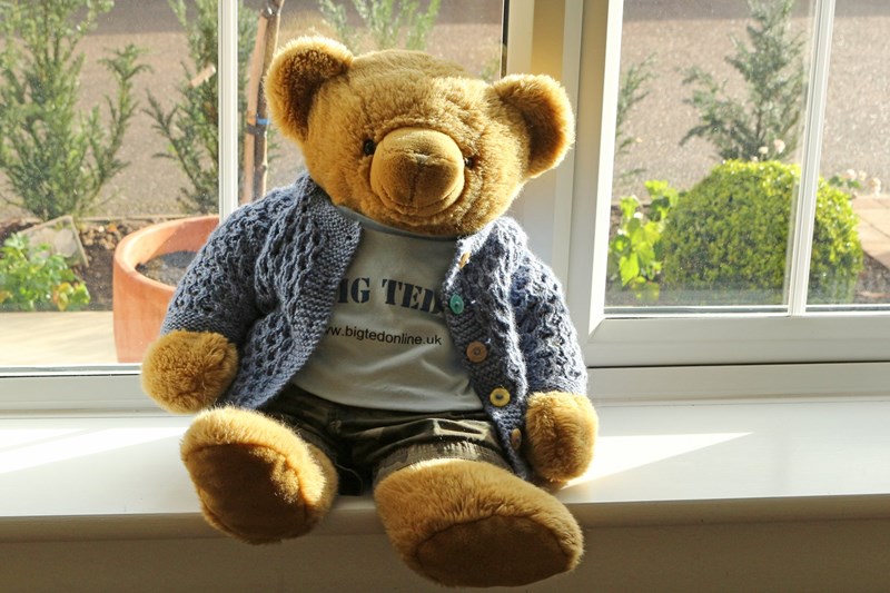 Big Ted wearing his new cardigan