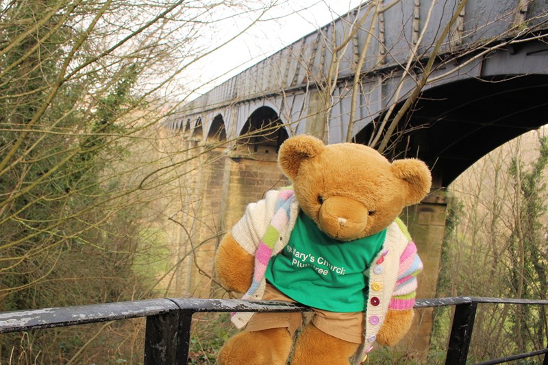 Big Ted by an aqueduct