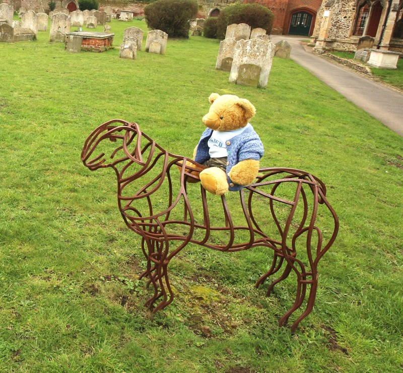 Big Ted on a sheep in Hadleigh