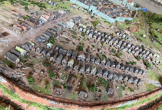 Scale model of a middle ages English town.