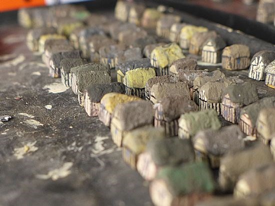 Houses starting construction, cut from Balsa-foam