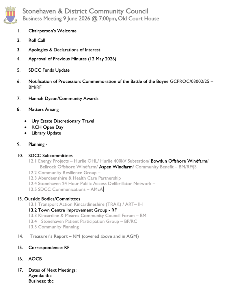 June 2026 Agenda