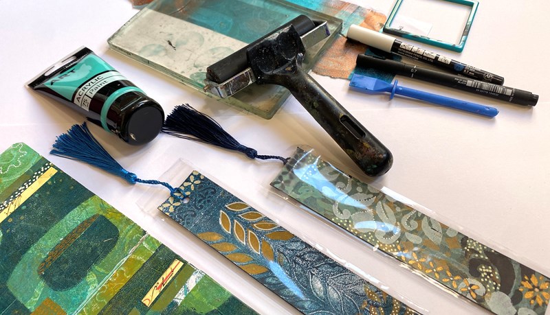 Making Handmade Bookmarks: Gelli Prints, Stencil, and Pen Detail
