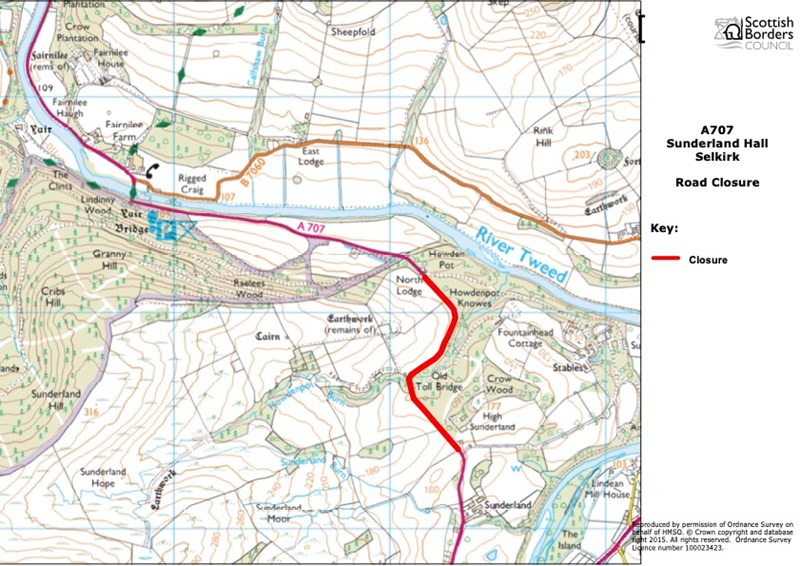 A707 Clovenfords Road Closed 22 April - 10 May. See News