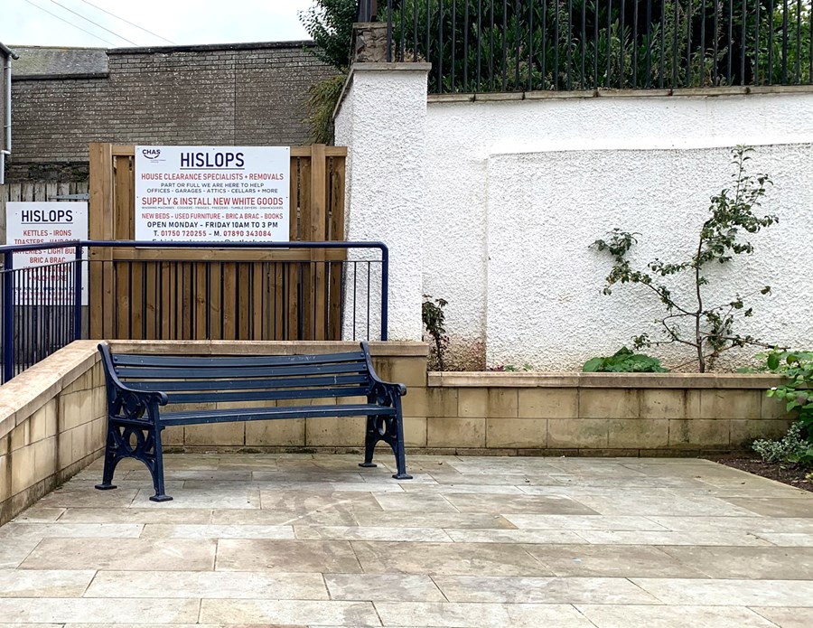 They're Back! Benches returned to Cross Keys space.