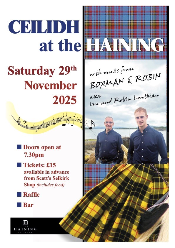 Ceilidh at The Haining, 29 Nov. See News & Calendar