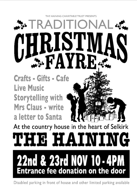 Haining Christmas Fair, 22/23 Nov   See News & Calendar