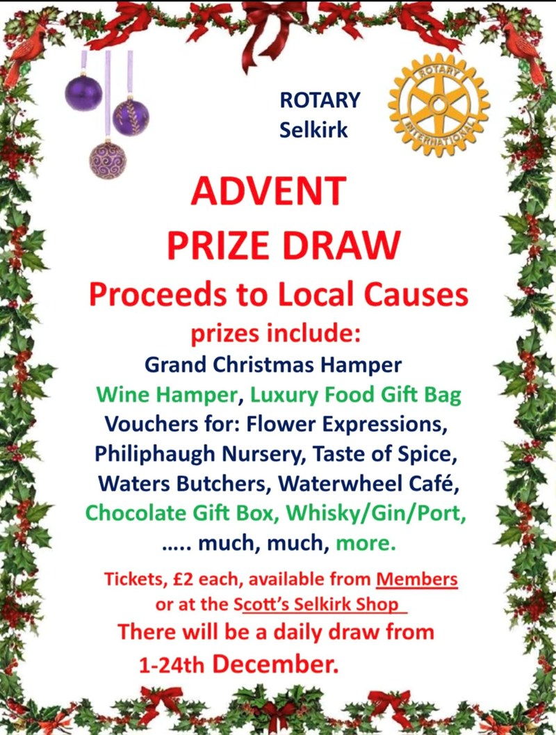 Rotary Announces Dec Daily Draw- see News  