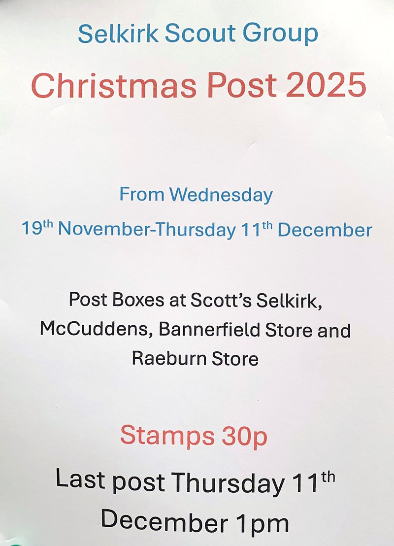 Scout Post dates Nov 19 - Dec 11 