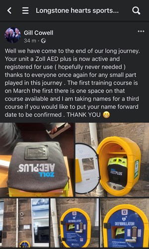 Longstone Hearts Install AED