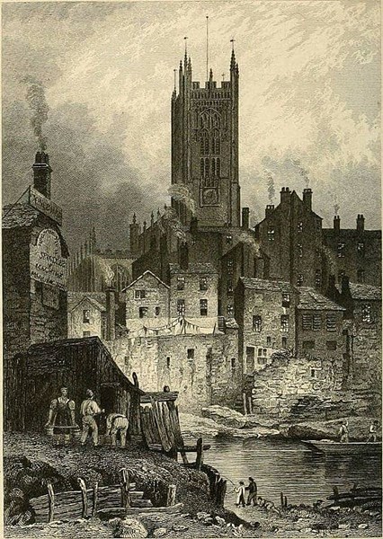 Manchester Cathedral from the River Irwell
