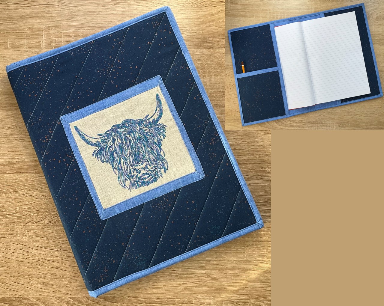 Highland Cow Quilted Folio