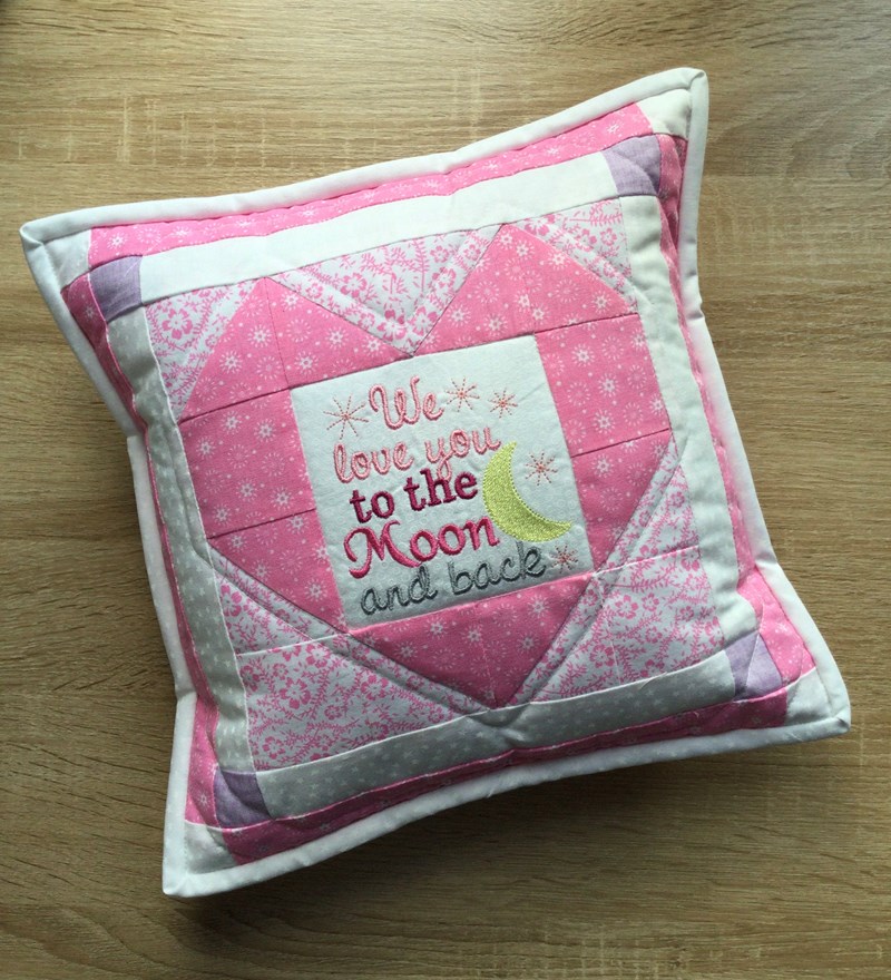 Love you to the Moon Pink cushion