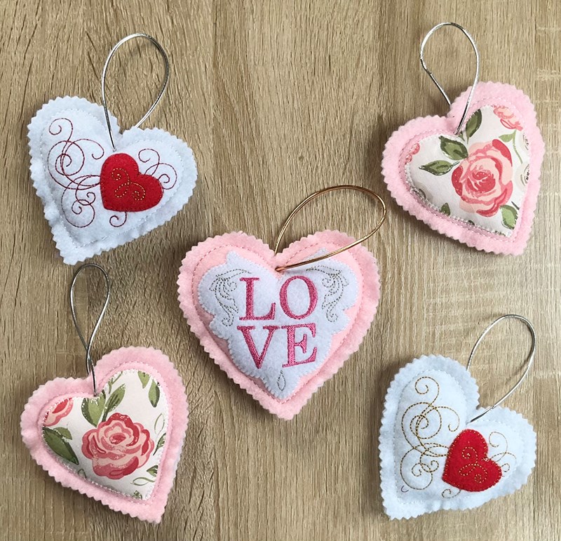 Felt heart ornaments